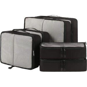 6 Set Packing Cubes,Travel Luggage Packing Organizers(6Set Black Net)